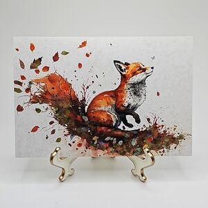 Fox Watercolor‎ Oil Painting Art Wildlife Print